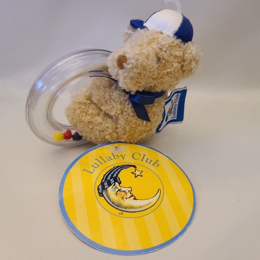 Vtg Lullaby Club Tan Teddy Bear Rattle Plush Baby Toy Stuffed Animal Teether